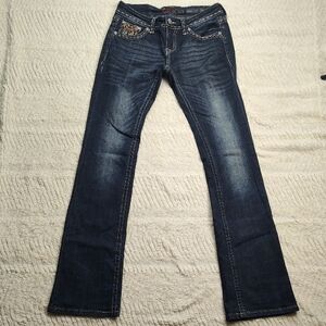 Grace Bootcut Women's Size 27 Embellished Denim Blue Jeans